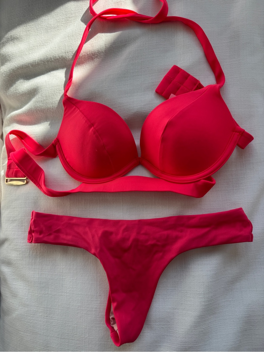 NEW Victoria’s Secret triangle Bikini Swimsuit 32B XS push up pink